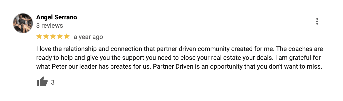 Partner Driven Google Review